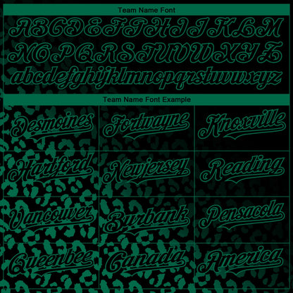 Custom Black Kelly Green 3D Pattern Design Leopard Print Fade Fashion Authentic Baseball Jersey - Sky-Custom