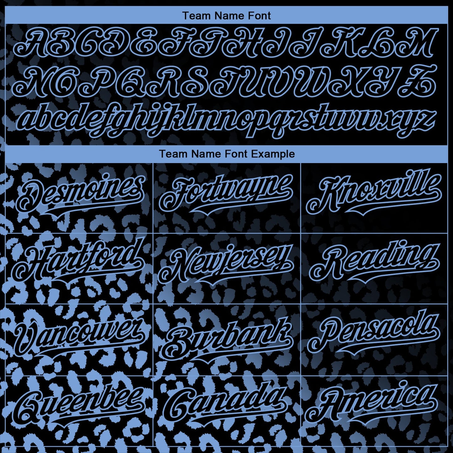 Custom Black Light Blue 3D Pattern Design Leopard Print Fade Fashion Authentic Baseball Jersey - Sky-Custom