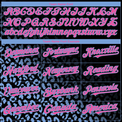 Custom Black Pink-Light Blue 3D Pattern Design Leopard Print Fade Fashion Authentic Baseball Jersey - Sky-Custom