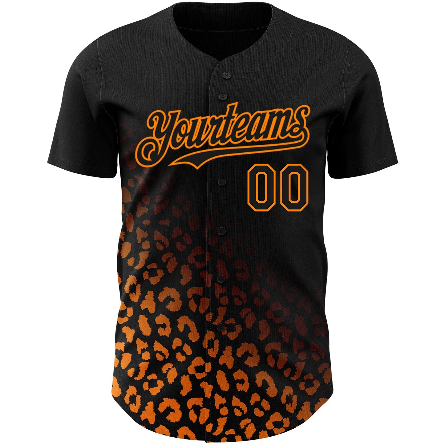 Custom Black Bay Orange 3D Pattern Design Leopard Print Fade Fashion Authentic Baseball Jersey - Sky-Custom