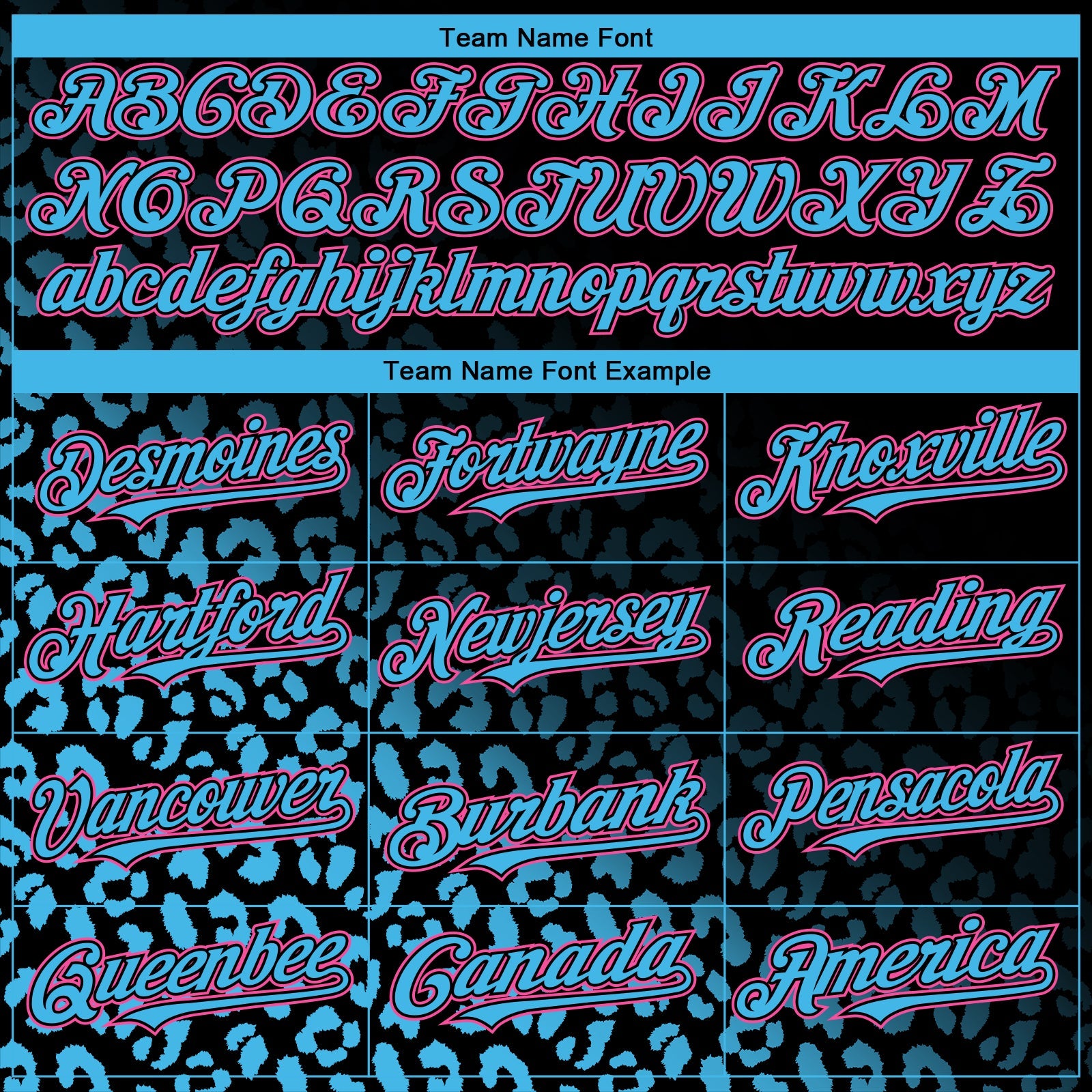 Custom Black Pink-Sky Blue 3D Pattern Design Leopard Print Fade Fashion Authentic Baseball Jersey - Sky-Custom