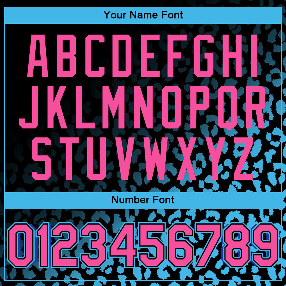 Custom Black Pink-Sky Blue 3D Pattern Design Leopard Print Fade Fashion Authentic Baseball Jersey - Sky-Custom