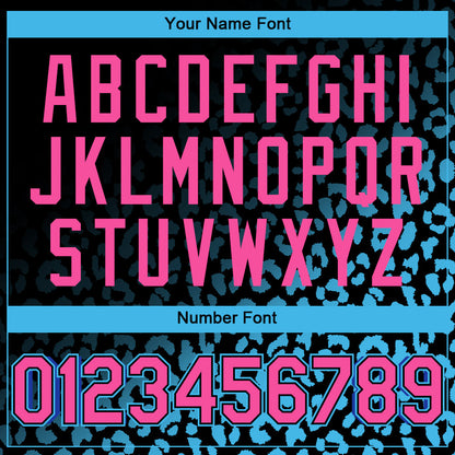 Custom Black Pink-Sky Blue 3D Pattern Design Leopard Print Fade Fashion Authentic Baseball Jersey - Sky-Custom