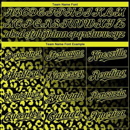 Custom Black Neon Yellow 3D Pattern Design Leopard Print Fade Fashion Authentic Baseball Jersey - Sky-Custom