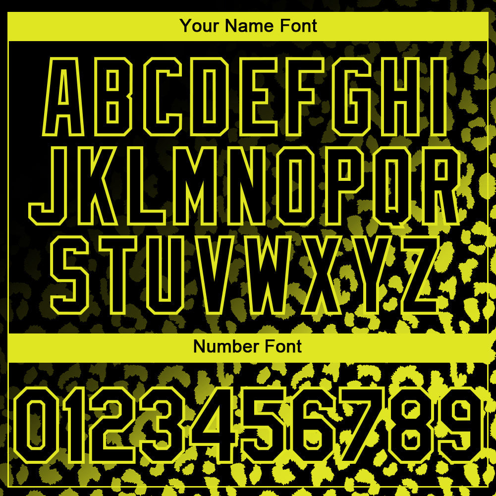 Custom Black Neon Yellow 3D Pattern Design Leopard Print Fade Fashion Authentic Baseball Jersey - Sky-Custom