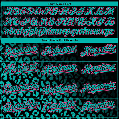 Custom Black Pink-Aqua 3D Pattern Design Leopard Print Fade Fashion Authentic Baseball Jersey - Sky-Custom
