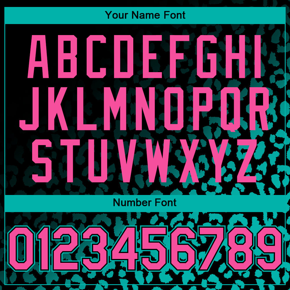 Custom Black Pink-Aqua 3D Pattern Design Leopard Print Fade Fashion Authentic Baseball Jersey - Sky-Custom