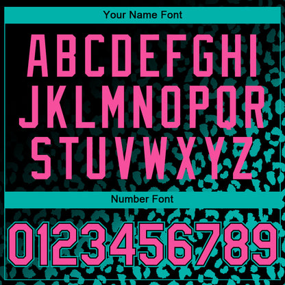 Custom Black Pink-Aqua 3D Pattern Design Leopard Print Fade Fashion Authentic Baseball Jersey - Sky-Custom