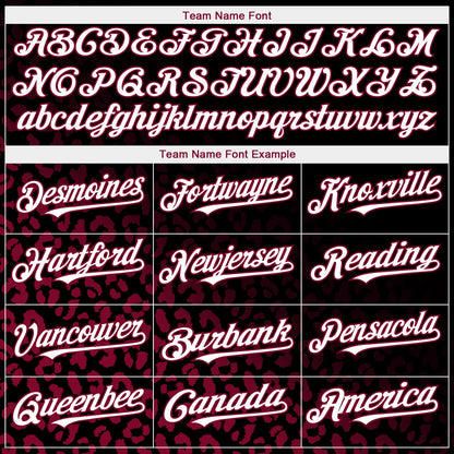 Custom Black White-Maroon 3D Pattern Design Leopard Print Fade Fashion Authentic Baseball Jersey - Sky-Custom