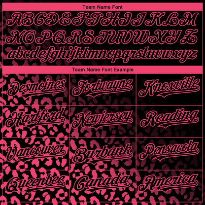 Custom Black Neon Pink 3D Pattern Design Leopard Print Fade Fashion Authentic Baseball Jersey - Sky-Custom
