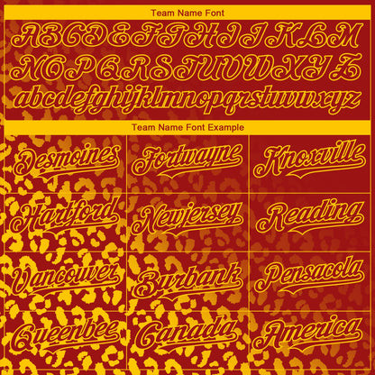 Custom Red Yellow 3D Pattern Design Leopard Print Fade Fashion Authentic Baseball Jersey - Sky-Custom