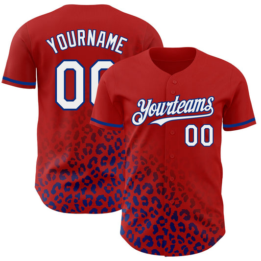 Custom Red White-Royal 3D Pattern Design Leopard Print Fade Fashion Authentic Baseball Jersey - Sky-Custom