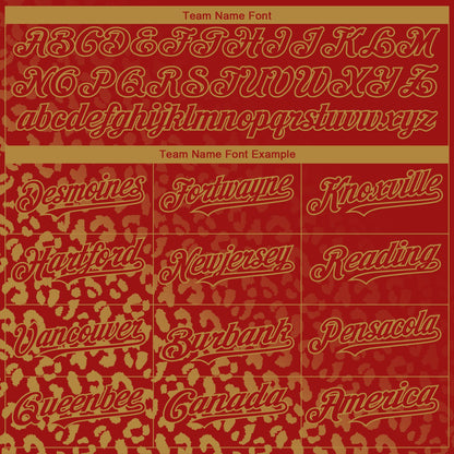 Custom Red Old Gold 3D Pattern Design Leopard Print Fade Fashion Authentic Baseball Jersey - Sky-Custom