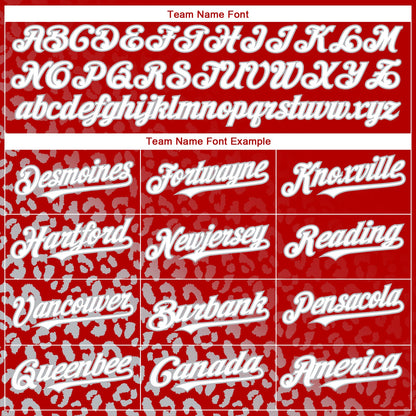 Custom Red White-Gray 3D Pattern Design Leopard Print Fade Fashion Authentic Baseball Jersey - Sky-Custom