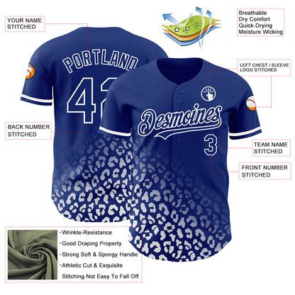 Custom Royal White 3D Pattern Design Leopard Print Fade Fashion Authentic Baseball Jersey - Sky-Custom