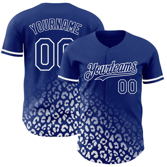 Custom Royal White 3D Pattern Design Leopard Print Fade Fashion Authentic Baseball Jersey - Sky-Custom