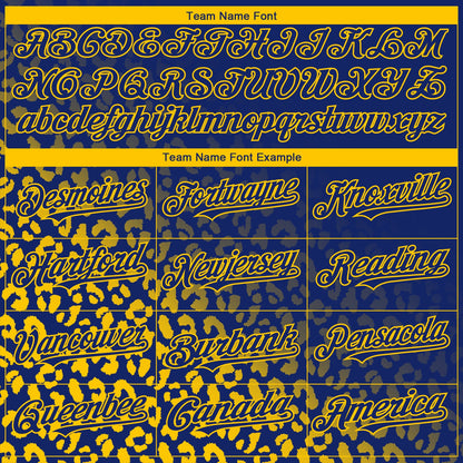Custom Royal Yellow 3D Pattern Design Leopard Print Fade Fashion Authentic Baseball Jersey - Sky-Custom