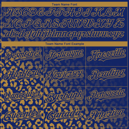 Custom Royal Old Gold 3D Pattern Design Leopard Print Fade Fashion Authentic Baseball Jersey - Sky-Custom
