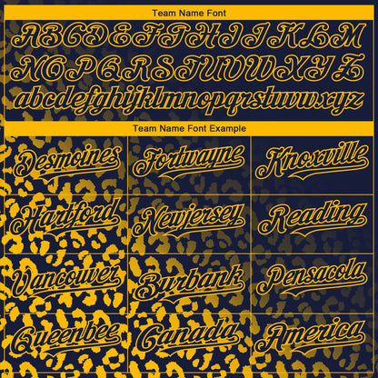 Custom Navy Gold 3D Pattern Design Leopard Print Fade Fashion Authentic Baseball Jersey - Sky-Custom