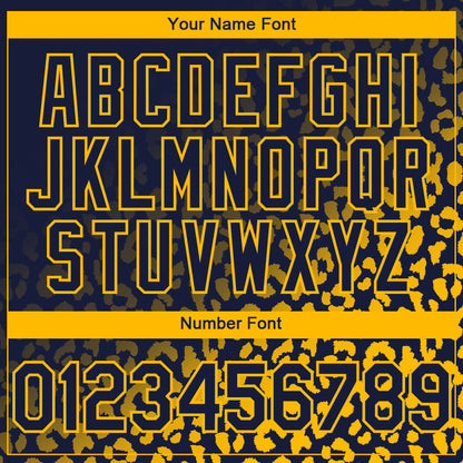 Custom Navy Gold 3D Pattern Design Leopard Print Fade Fashion Authentic Baseball Jersey - Sky-Custom