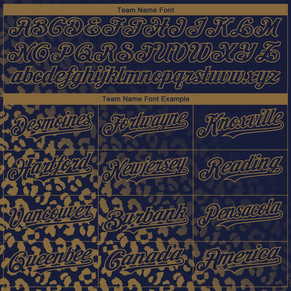 Custom Navy Old Gold 3D Pattern Design Leopard Print Fade Fashion Authentic Baseball Jersey - Sky-Custom