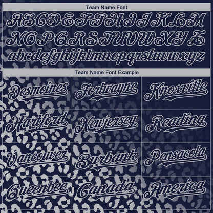 Custom Navy Gray 3D Pattern Design Leopard Print Fade Fashion Authentic Baseball Jersey - Sky-Custom