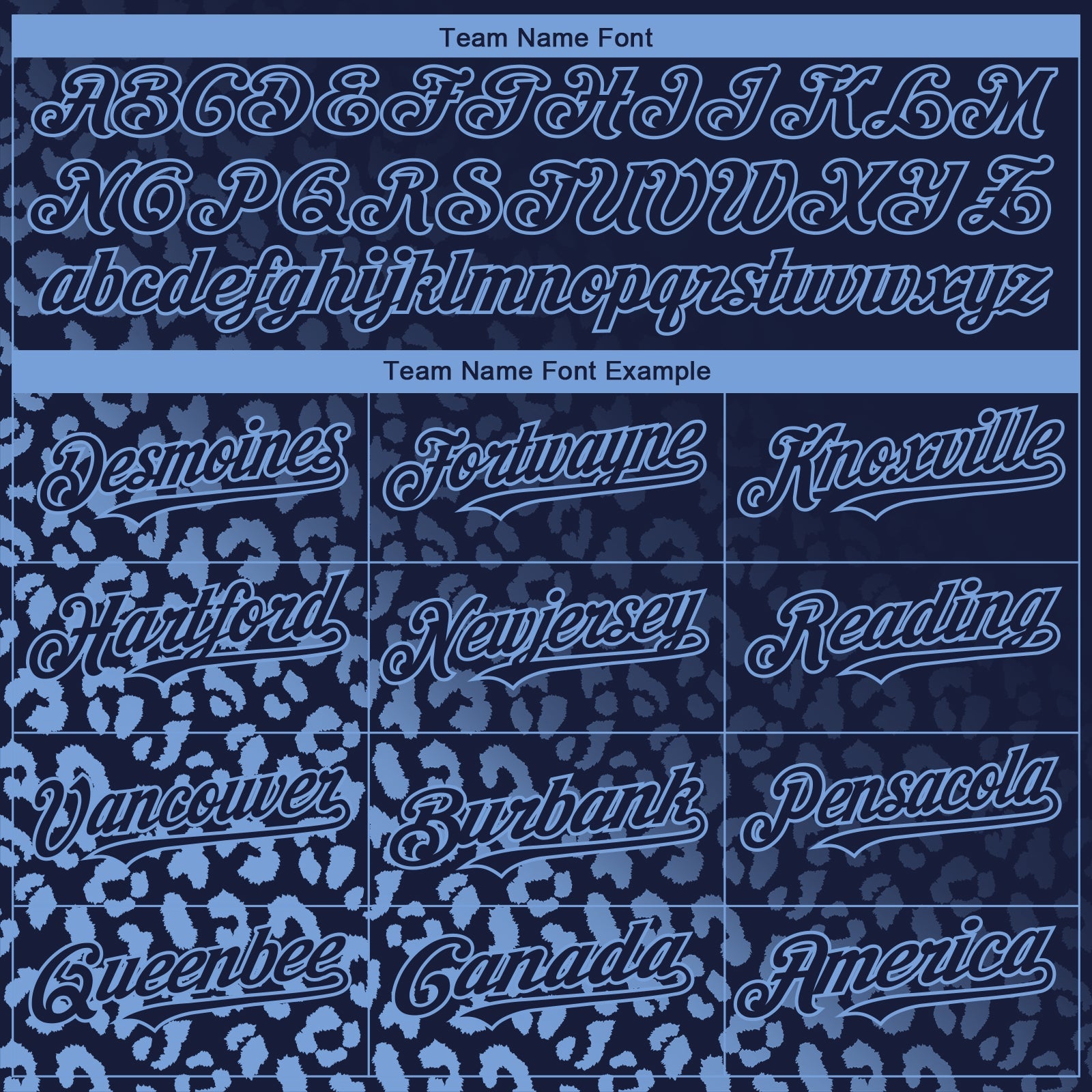 Custom Navy Light Blue 3D Pattern Design Leopard Print Fade Fashion Authentic Baseball Jersey - Sky-Custom