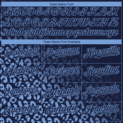 Custom Navy Light Blue 3D Pattern Design Leopard Print Fade Fashion Authentic Baseball Jersey - Sky-Custom
