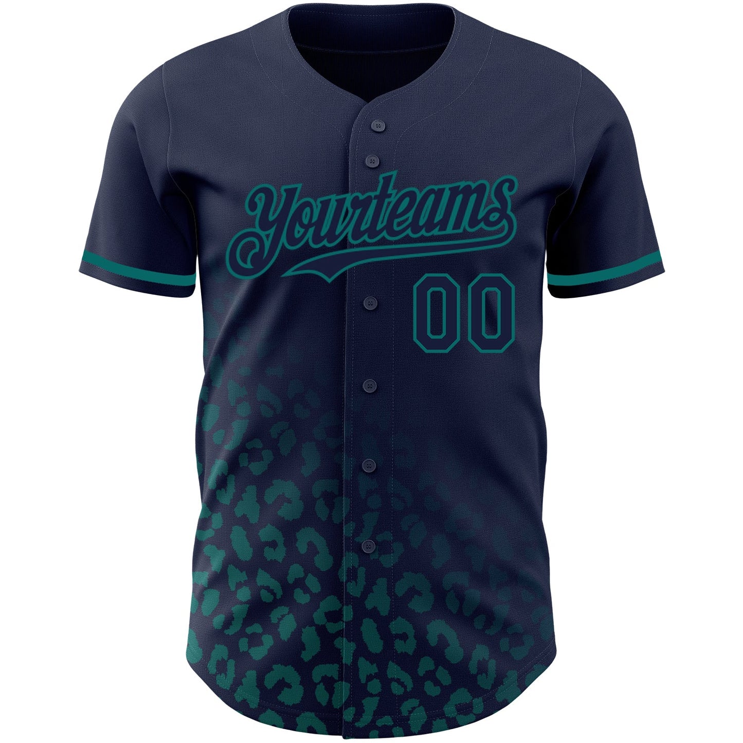 Custom Navy Vintage USA Flag-Teal 3D Pattern Design Leopard Print Fade Fashion Authentic Baseball Jersey - Sky-Custom