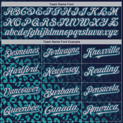 Custom Navy Gray-Teal 3D Pattern Design Leopard Print Fade Fashion Authentic Baseball Jersey - Sky-Custom