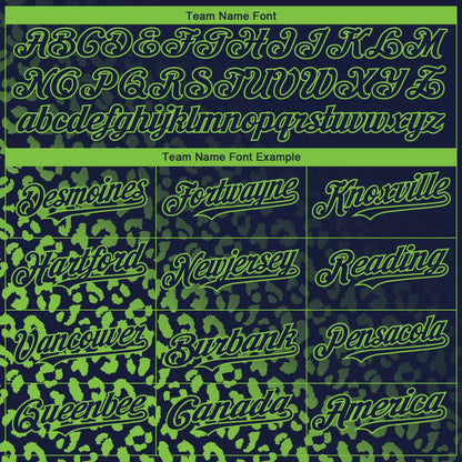 Custom Navy Neon Green 3D Pattern Design Leopard Print Fade Fashion Authentic Baseball Jersey - Sky-Custom