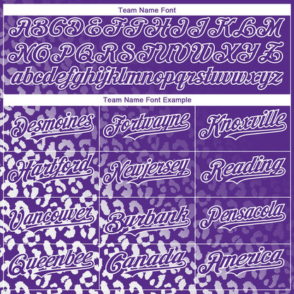 Custom Purple White 3D Pattern Design Leopard Print Fade Fashion Authentic Baseball Jersey - Sky-Custom