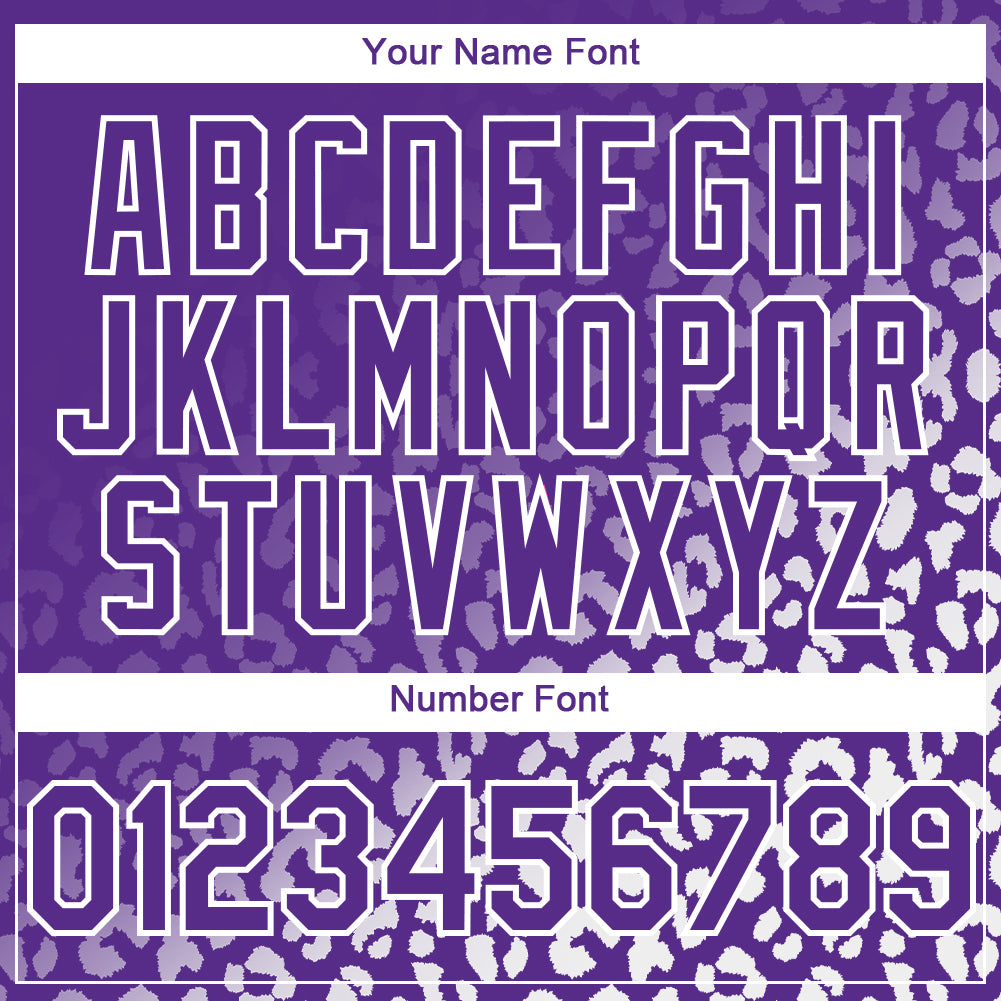 Custom Purple White 3D Pattern Design Leopard Print Fade Fashion Authentic Baseball Jersey - Sky-Custom