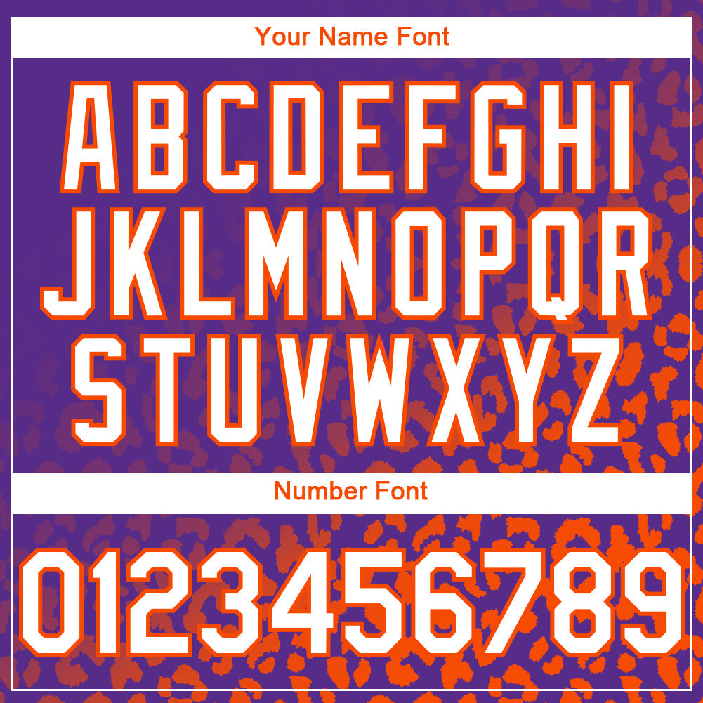 Custom Purple White-Orange 3D Pattern Design Leopard Print Fade Fashion Authentic Baseball Jersey - Sky-Custom