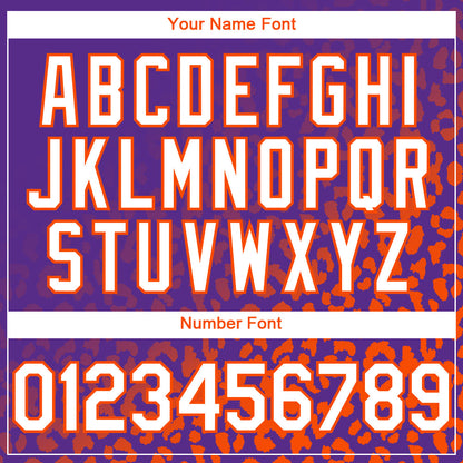Custom Purple White-Orange 3D Pattern Design Leopard Print Fade Fashion Authentic Baseball Jersey - Sky-Custom