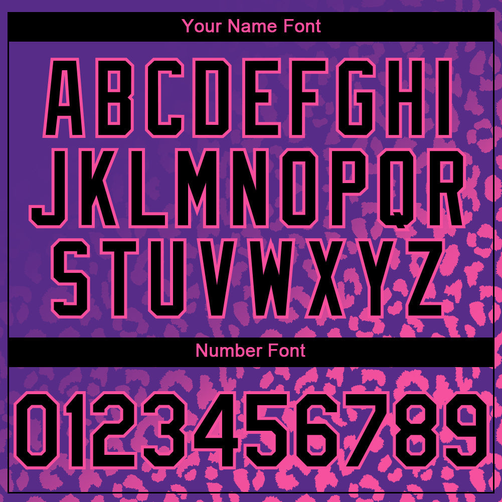 Custom Purple Black-Pink 3D Pattern Design Leopard Print Fade Fashion Authentic Baseball Jersey - Sky-Custom