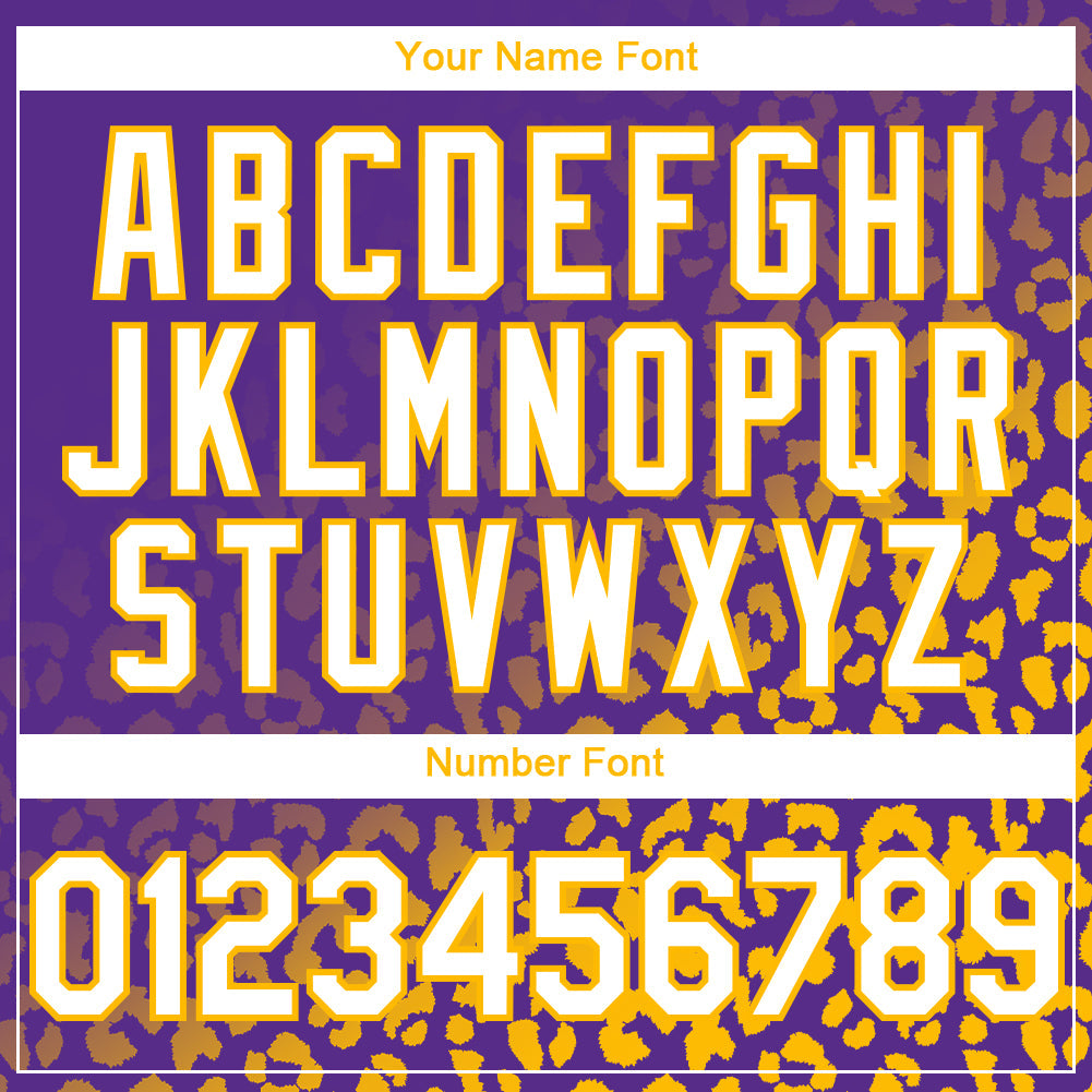 Custom Purple White-Gold 3D Pattern Design Leopard Print Fade Fashion Authentic Baseball Jersey - Sky-Custom