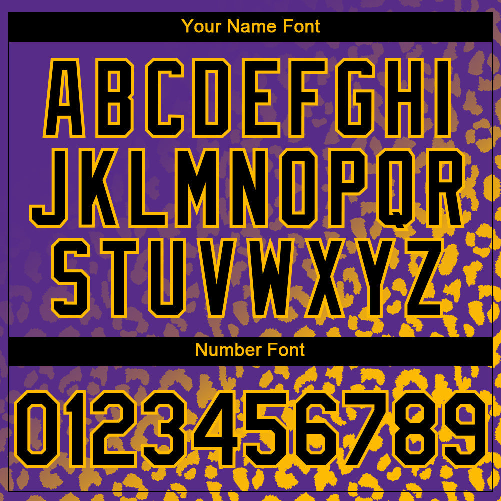 Custom Purple Black-Gold 3D Pattern Design Leopard Print Fade Fashion Authentic Baseball Jersey - Sky-Custom