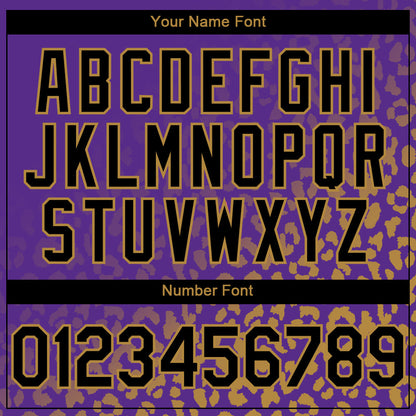 Custom Purple Black-Old Gold 3D Pattern Design Leopard Print Fade Fashion Authentic Baseball Jersey - Sky-Custom