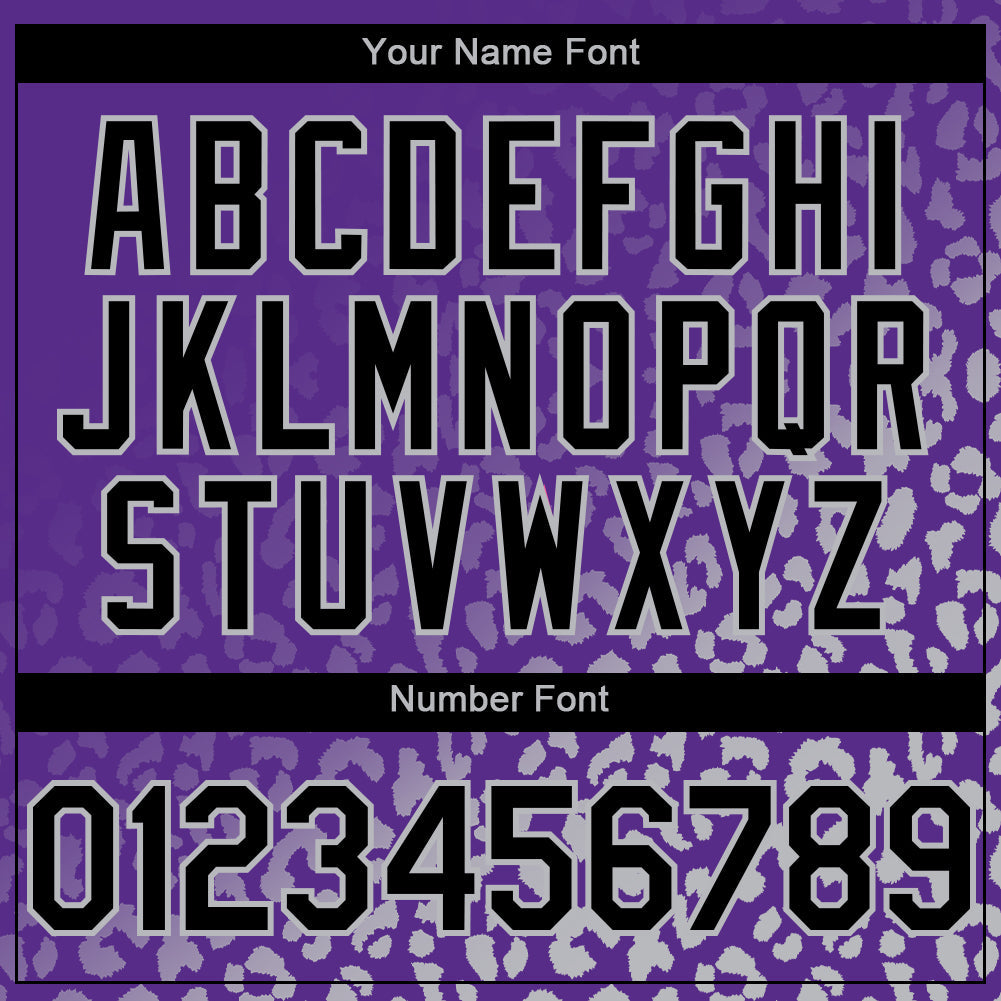 Custom Purple Black-Gray 3D Pattern Design Leopard Print Fade Fashion Authentic Baseball Jersey - Sky-Custom