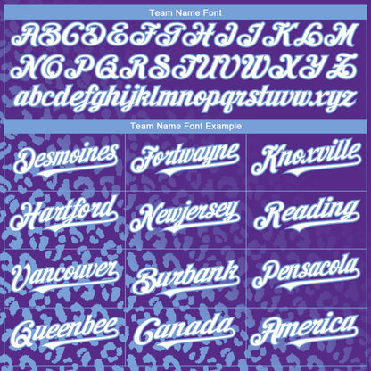Custom Purple White-Light Blue 3D Pattern Design Leopard Print Fade Fashion Authentic Baseball Jersey - Sky-Custom