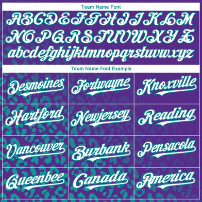 Custom Purple White-Teal 3D Pattern Design Leopard Print Fade Fashion Authentic Baseball Jersey - Sky-Custom