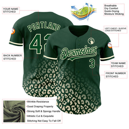 Custom Green Cream 3D Pattern Design Leopard Print Fade Fashion Authentic Baseball Jersey - Sky-Custom