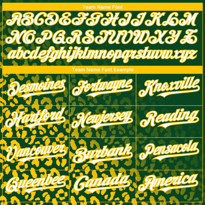 Custom Green White-Yellow 3D Pattern Design Leopard Print Fade Fashion Authentic Baseball Jersey - Sky-Custom