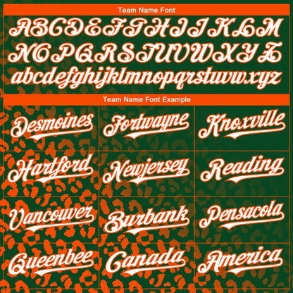 Custom Kelly Green White-Orange 3D Pattern Design Leopard Print Fade Fashion Authentic Baseball Jersey - Sky-Custom