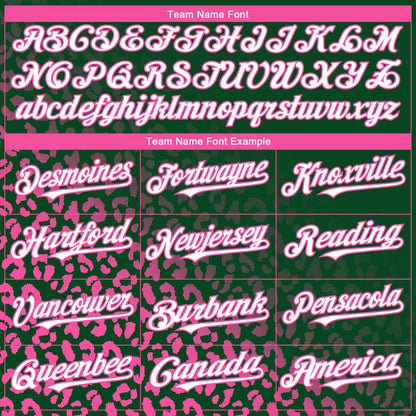 Custom Kelly Green White-Pink 3D Pattern Design Leopard Print Fade Fashion Authentic Baseball Jersey - Sky-Custom