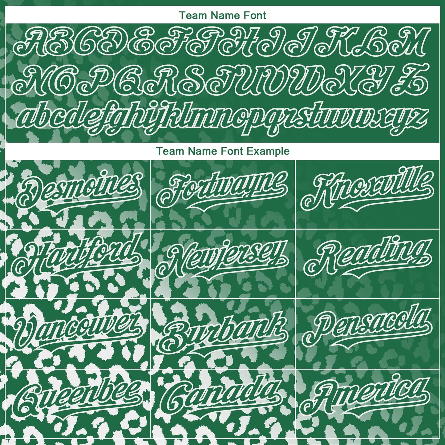 Custom Kelly Green White 3D Pattern Design Leopard Print Fade Fashion Authentic Baseball Jersey - Sky-Custom