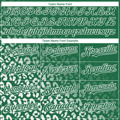 Custom Kelly Green White 3D Pattern Design Leopard Print Fade Fashion Authentic Baseball Jersey - Sky-Custom
