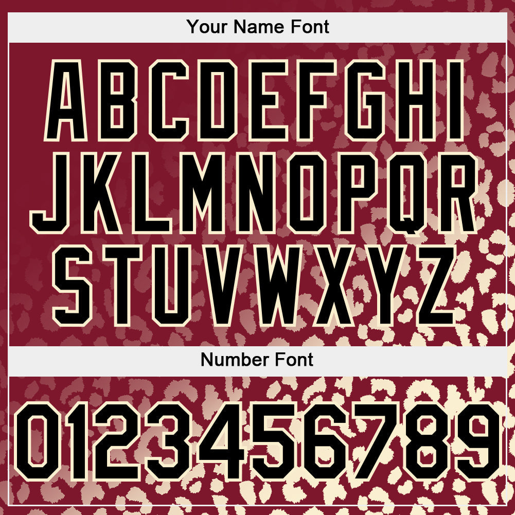 Custom Crimson Black-Cream 3D Pattern Design Leopard Print Fade Fashion Authentic Baseball Jersey - Sky-Custom