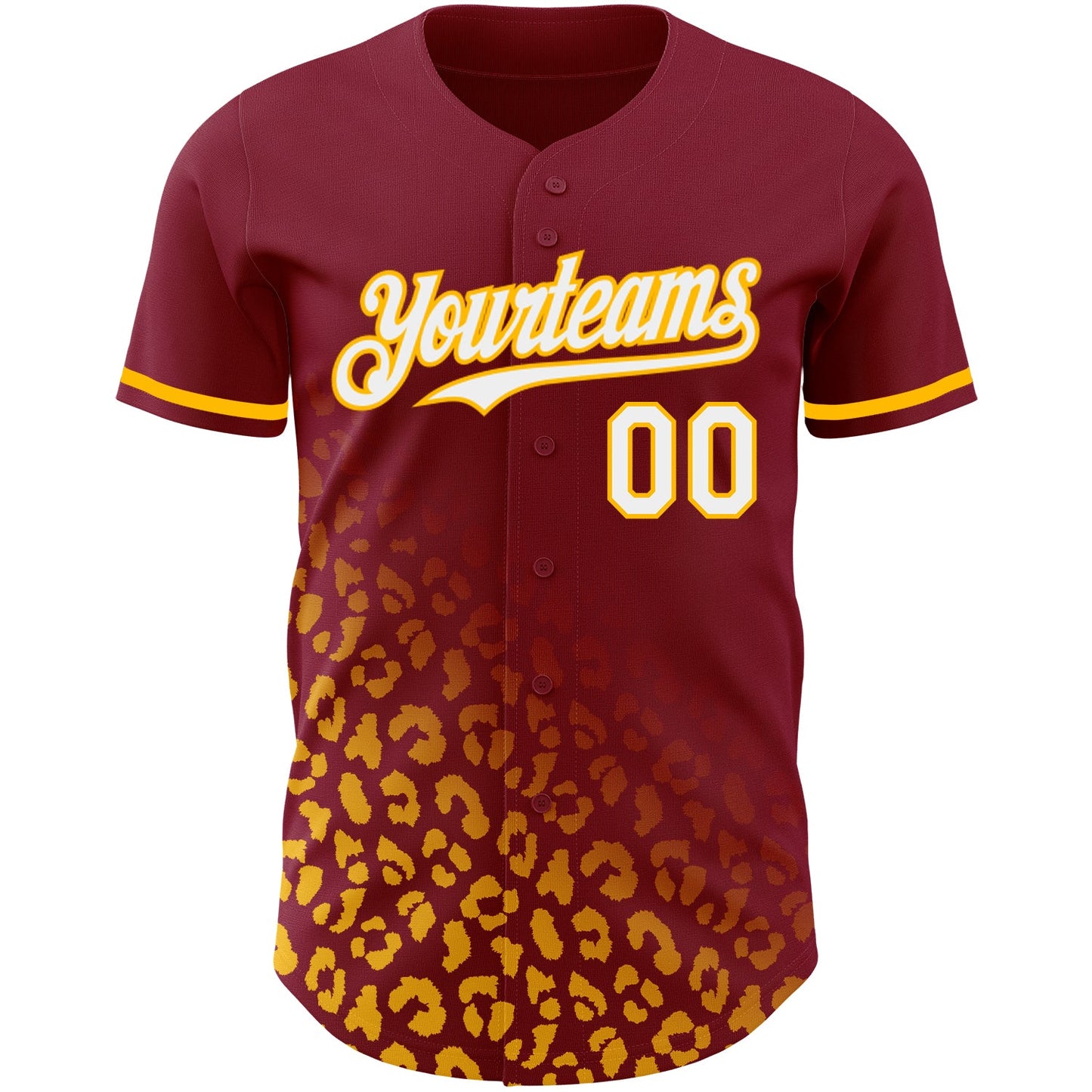 Custom Crimson White-Gold 3D Pattern Design Leopard Print Fade Fashion Authentic Baseball Jersey - Sky-Custom